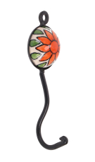 Round blue Pottery wall hook, coat hook with handmade tile - model 8