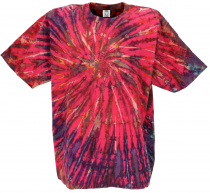 Batik T-Shirt, Herren Kurzarm Tie Dye Shirt - pink/lila Spirale