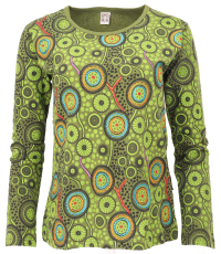 Embroidered long sleeve shirt hippie chic retro - green