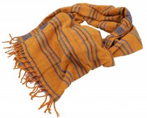 Soft goa scarf/stole, shawl, fluffy blanket - turmeric/blue