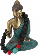 Mala bracelet, Tibetan hand mala - Radruksha seeds/turquoise