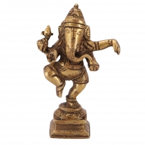 Brass figure Ganesha statue, dancing Ganesha 11 cm - motif 16