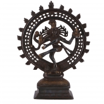 Messingfigur, Statue Shiva im Feuerkranz 29 cm - Motiv 8