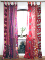 Seidiger Vorhang (1 Stk.) Gardine aus Patchwork Sareestoff, Unika..