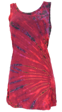 Unikat Batik Minikleid, Boho Tank-Kleid - weinrot