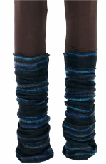 Flauschige Beinstulpen, Goa Legwarmer - schwarz/blau