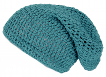 Beanie, cotton crochet hat - petrol