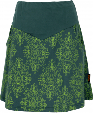 Organic cotton mini skirt, boho plate skirt organic - olive green..