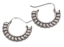 Silver tribal earrings, brass ethnic earrings - silver
