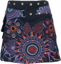 Wrap skirt, short goa skirt, cacheur, mini skirt - black/purple