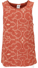 Tank top with psychedelic print, goa shirt - rust orange