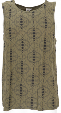 Tank top with psychedelic print, goa shirt - olive green