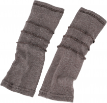 Leg warmers, fine knit leg warmers with overlock - cappuccino