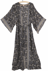 Long Japan style kimono, kimono coat, kimono dress - black/blue