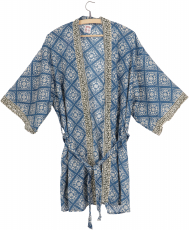 Kimono dress, boho kimono, cotton knee length kimono - indigo
