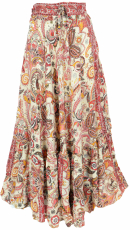 Boho maxi skirt, light long summer skirt- beige/orange/gold