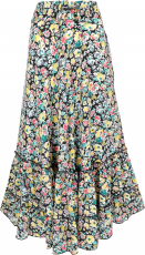 Boho maxi skirt, light long summer skirt - black/colorful