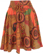 Colorful printed boho mini skirt - orange