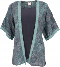 Kimono jacket with short sleeves, kimono blouse - topaz