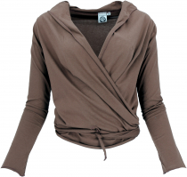 Wrap shirt, organic cotton yoga shirt, open cardigan - brown