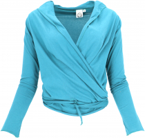 Wrap shirt, organic cotton yoga shirt, open cardigan - light blue