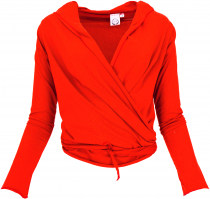 Wrap shirt, organic cotton yoga shirt, open cardigan - red