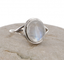 Indian silver ring with classic setting - moonstone