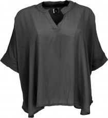 Wide boho blouse top with batwing sleeves, maxi blouse - black