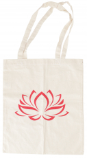 Lotus cotton tote bag, sustainable bag with handmade print - mode..
