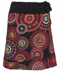 Embroidered mini skirt, boho chic skirt, retro mandala - pink