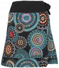 Embroidered mini skirt, boho chic skirt, retro mandala - peterol