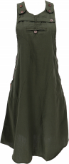 Bib skirt, strap dress, hippie skirt - olive green