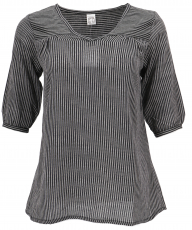 Lightweight cotton blouse, striped boho slip blouse with V-neck -..