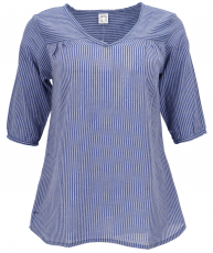 Lightweight cotton blouse, striped boho slip blouse with v-neck -..