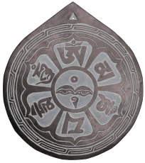 Tibetisches Steinbild, Relief aus Schiefer - Om mani padme hum