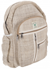 Ethno hemp backpack, large hemp backpack - natural