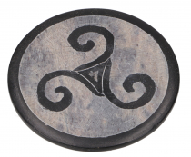 Indian soapstone incense holder, coaster - Triskele