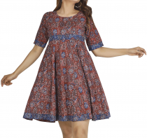 Boho mini dress, summer mini dress, cotton dress - rust red