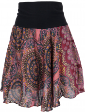 Airy mini skirt, boho summer skirt - bordeaux red