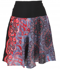 Airy mini skirt, boho summer skirt - red/gray