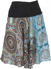 Airy mini skirt, boho summer skirt - blue/brown