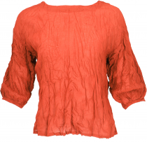 Boho crinkle blouse, blouse shirt, crash blouse top - orange