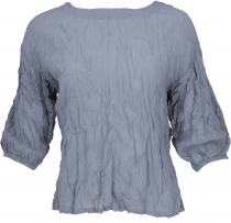 Boho crinkle blouse, blouse shirt, crash blouse top - dove gray
