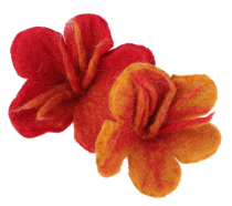 Hair tie `felt flower`, hand felted flower hair ornament - red/or..