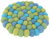 Felt coaster round - turquoise/colorful Ø 10 cm