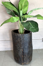 Vase, Übertopf, Pflanzgefäß aus Palmholz