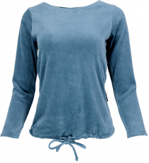 Nicki-Pullover, weiches Samtshirt, Langarmshirt - blau