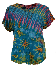 Batik T-Shirt, Tie Dye Blusentop - blau