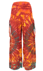 Farbenfrohe Batikhose, Boho Palazzohose, weite Sommerhose - orang..
