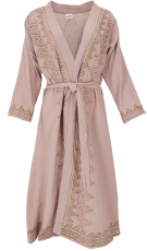 Baumwollkimono, Oversize Kimono Mantel, Kimonokleid - rosenholz